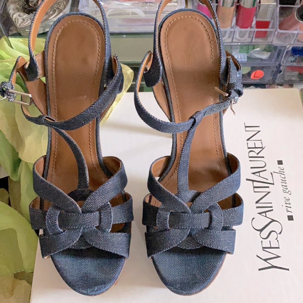 Vintage Tribute sandal in denim Yves Saint Laurent 39